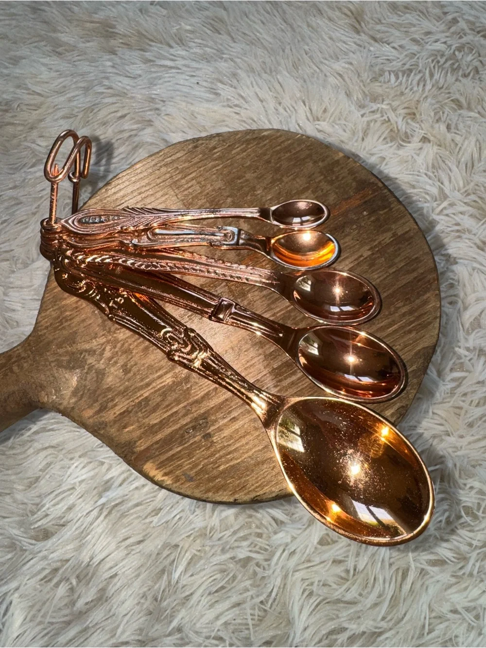 Retired Anthropologie Copper Ornate Measuring Spoon Set
